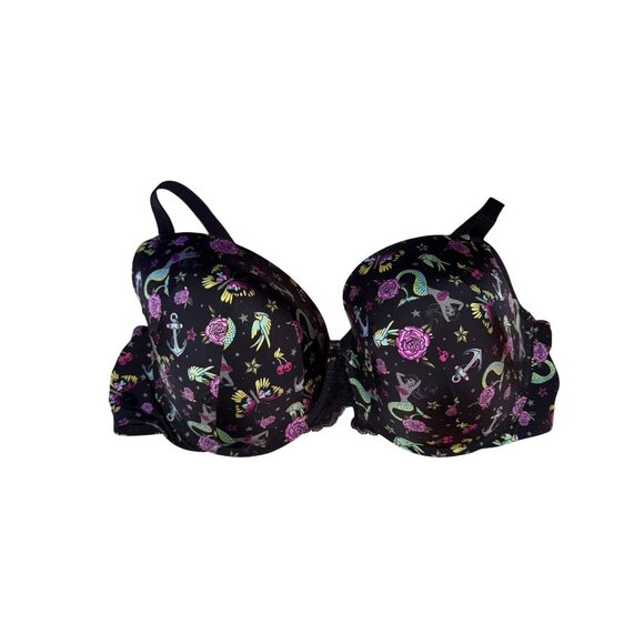 Torrid Curve Mermaid & Anchor Print Bra Size 40DD Sexy Pinup Tattoo Punk Rock Li - Picture 1 of 8
